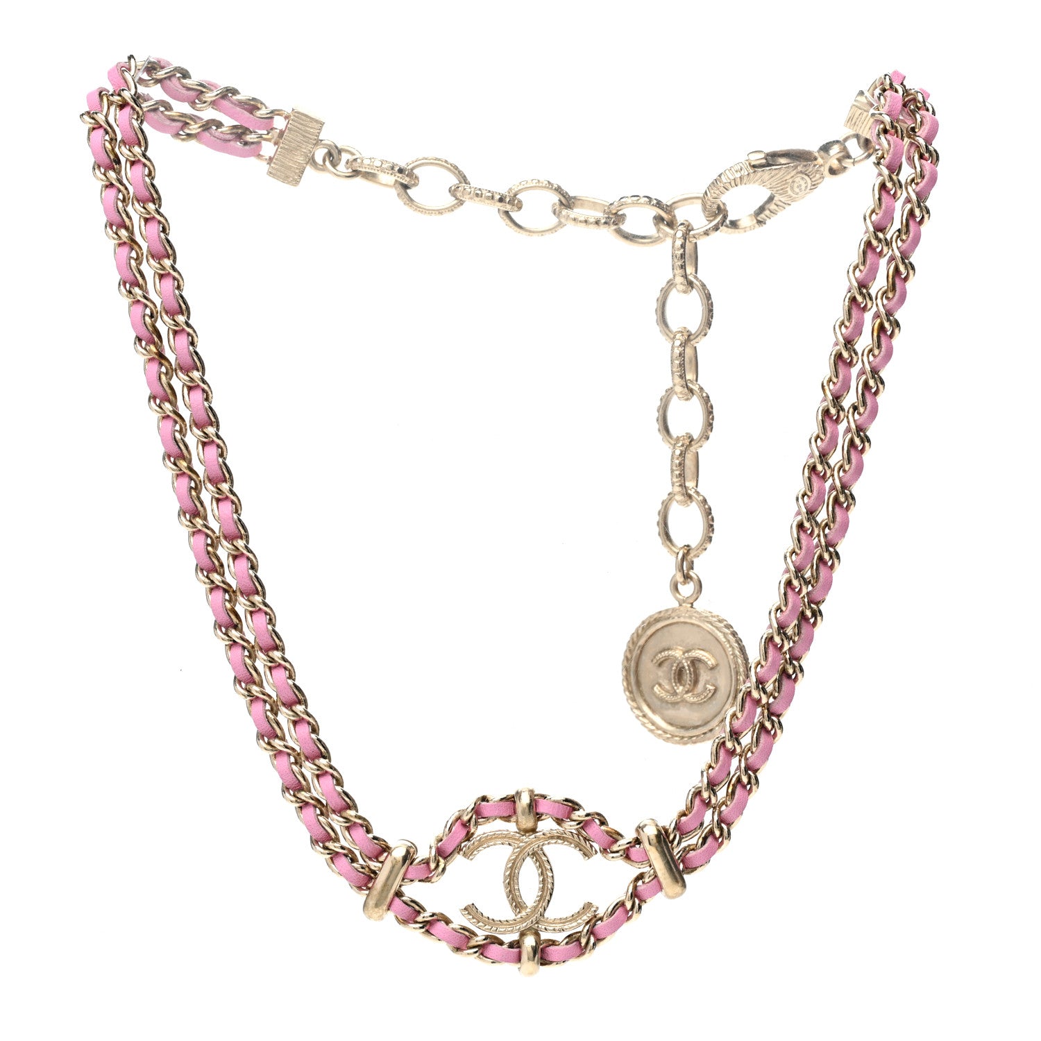 Chanel Metal Lambskin CC Chain Link Necklace Pink 3 of 6