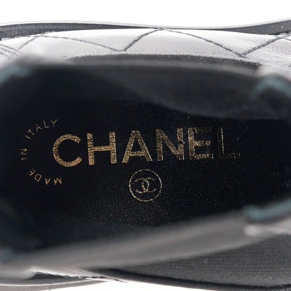 Chanel Calfskin Patent Cap Toe Quilted Short Boots 37 Black 7 of 8