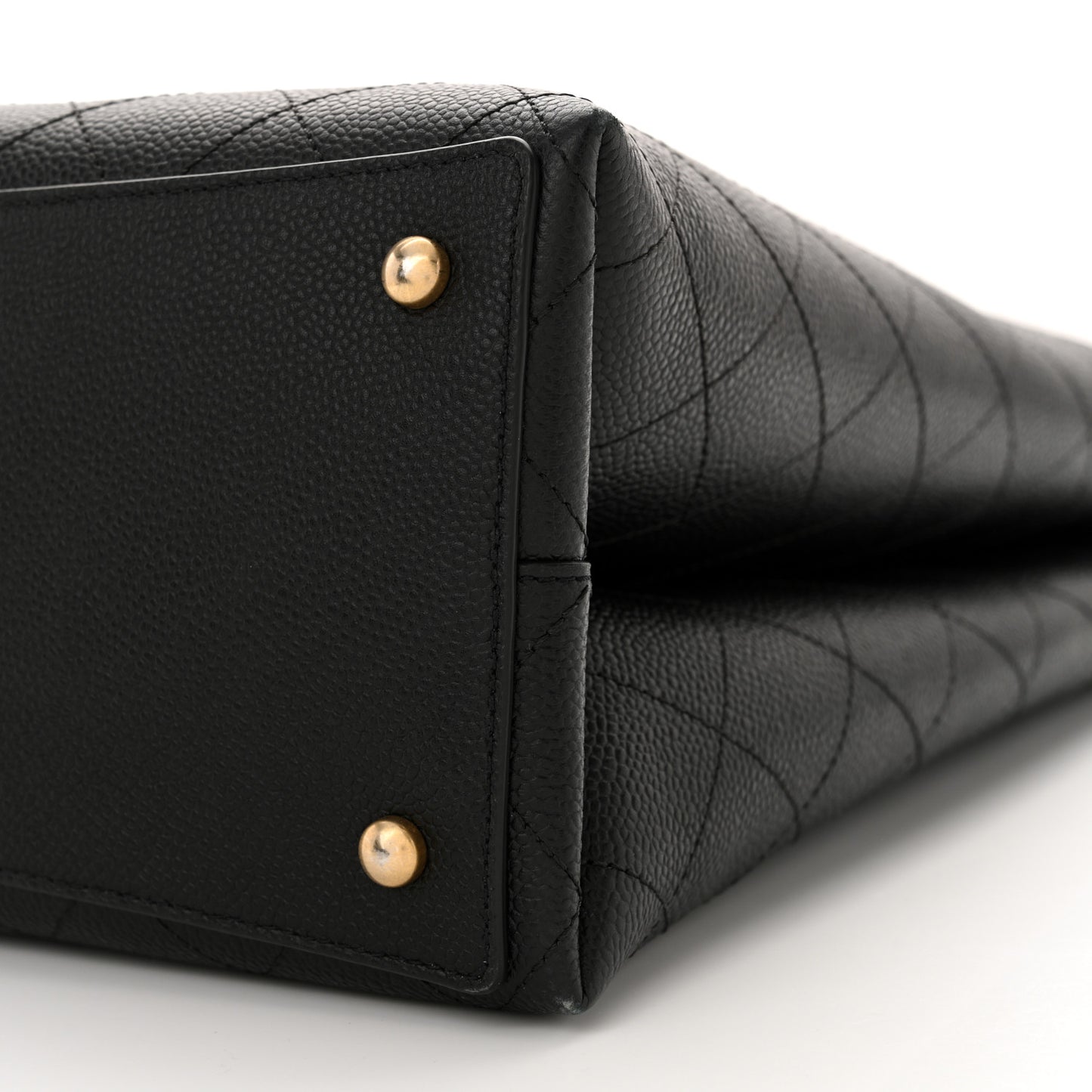 Caviar Stitched Large Shopping Tote Bag Black