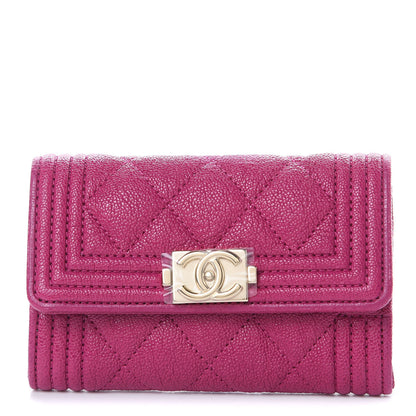Chanel Caviar Quilted Boy Card Holder Wallet Fuchsia 1 of 9