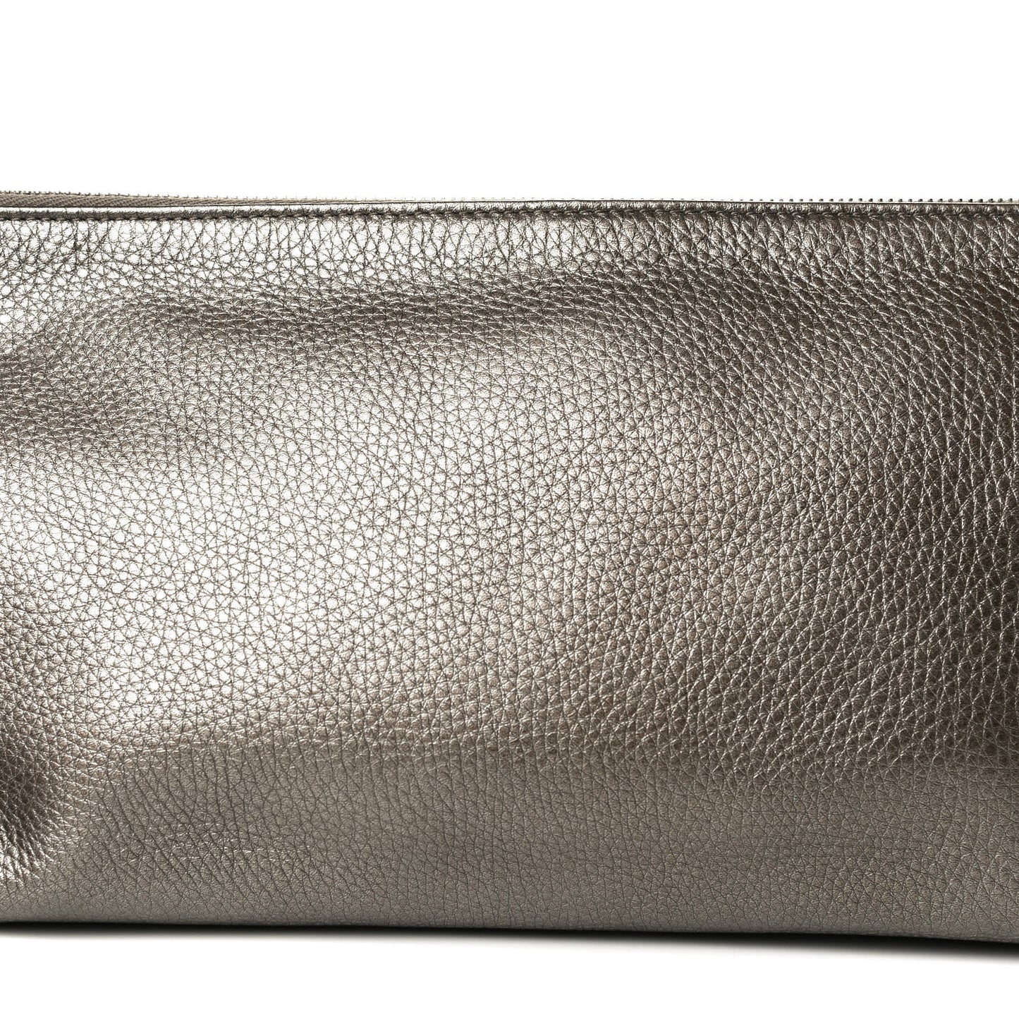 Metallic Pebbled Calfskin Tassel Clutch Pewter