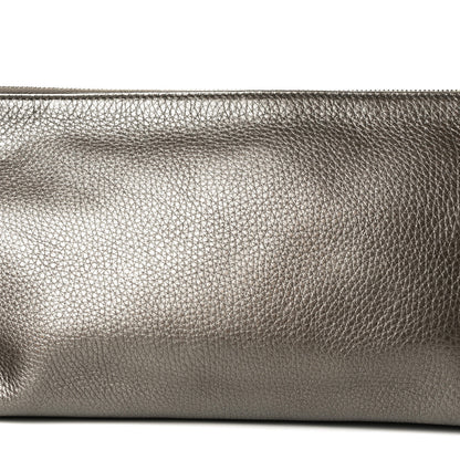 Gucci Metallic Pebbled Calfskin Tassel Clutch Pewter 6 of 10