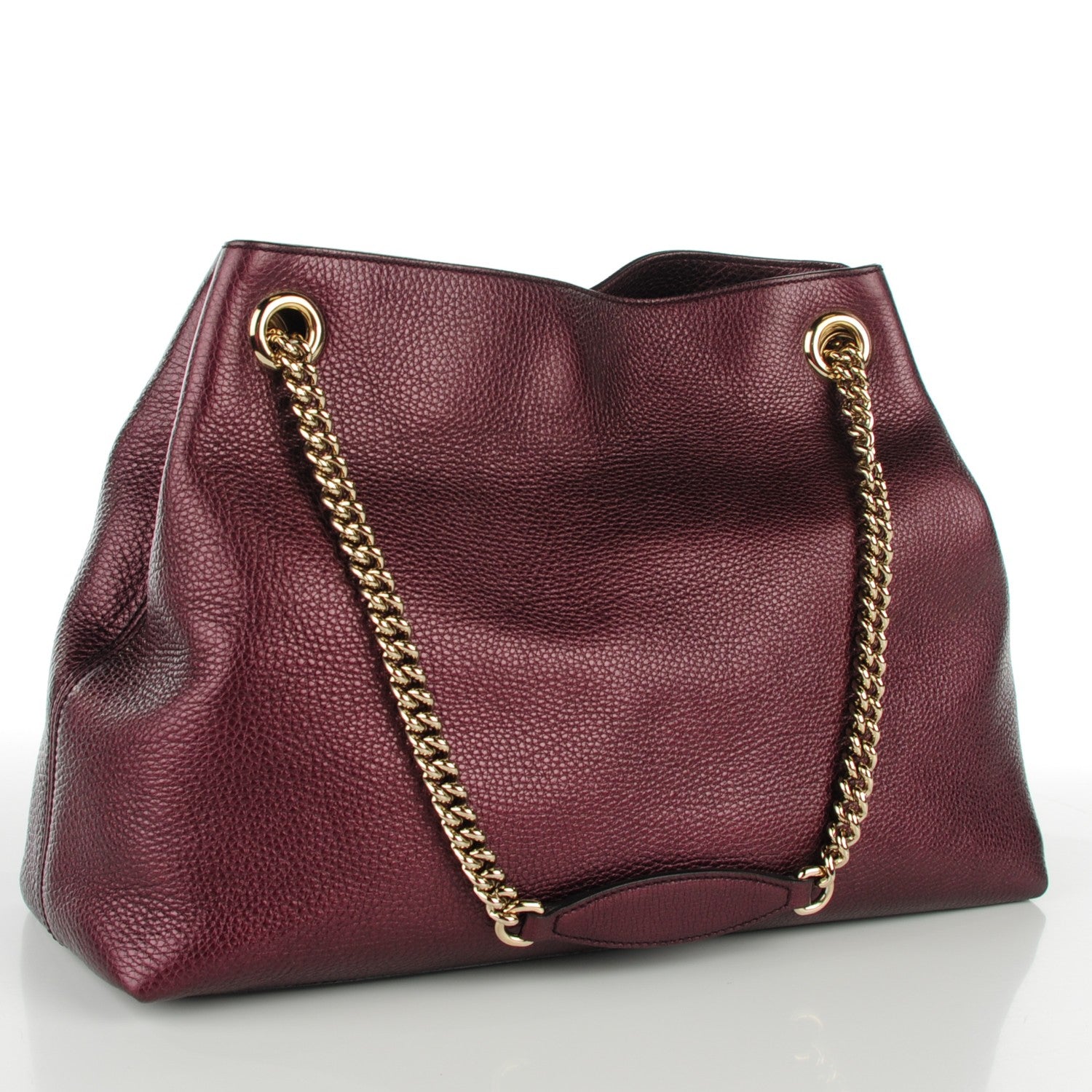 Gucci Metallic Cellarius Calfskin Medium Soho Chain Shoulder Bag Classic Burgundy 3 of 7