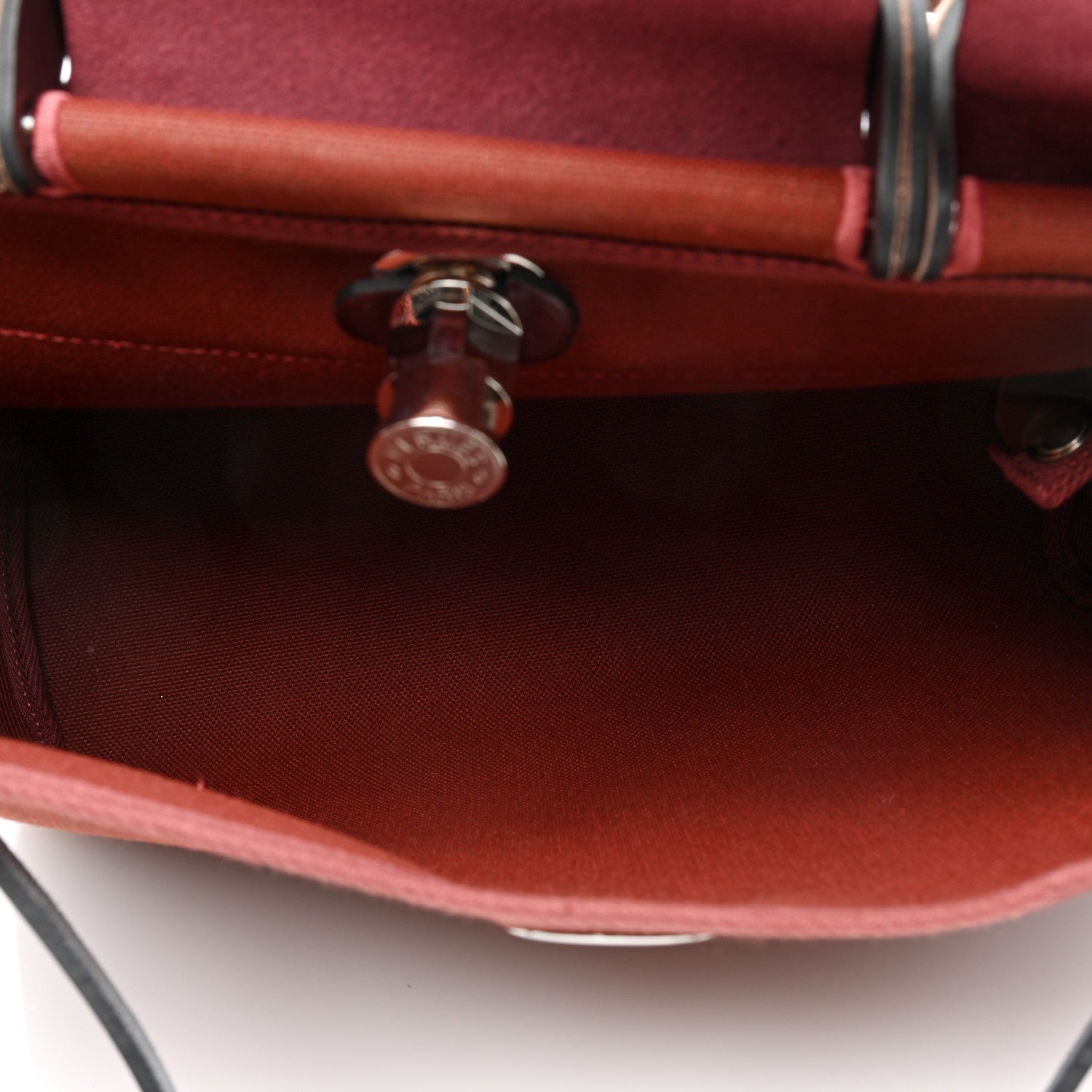 Hermes Military Toile Vache Hunter Tri-Color Herbag Zip Retourne 31 PM Rouge H Ebene Black 6 of 12