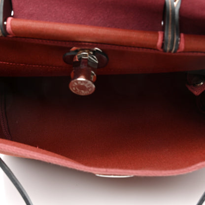 Hermes Military Toile Vache Hunter Tri-Color Herbag Zip Retourne 31 PM Rouge H Ebene Black 6 of 12