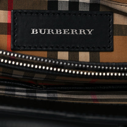 Burberry Grainy Calfskin House Check Medium Banner Tote Black 6 of 12