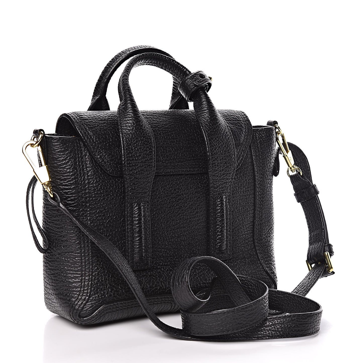 3.1 Textured Calfskin Mini Pashli Satchel Black