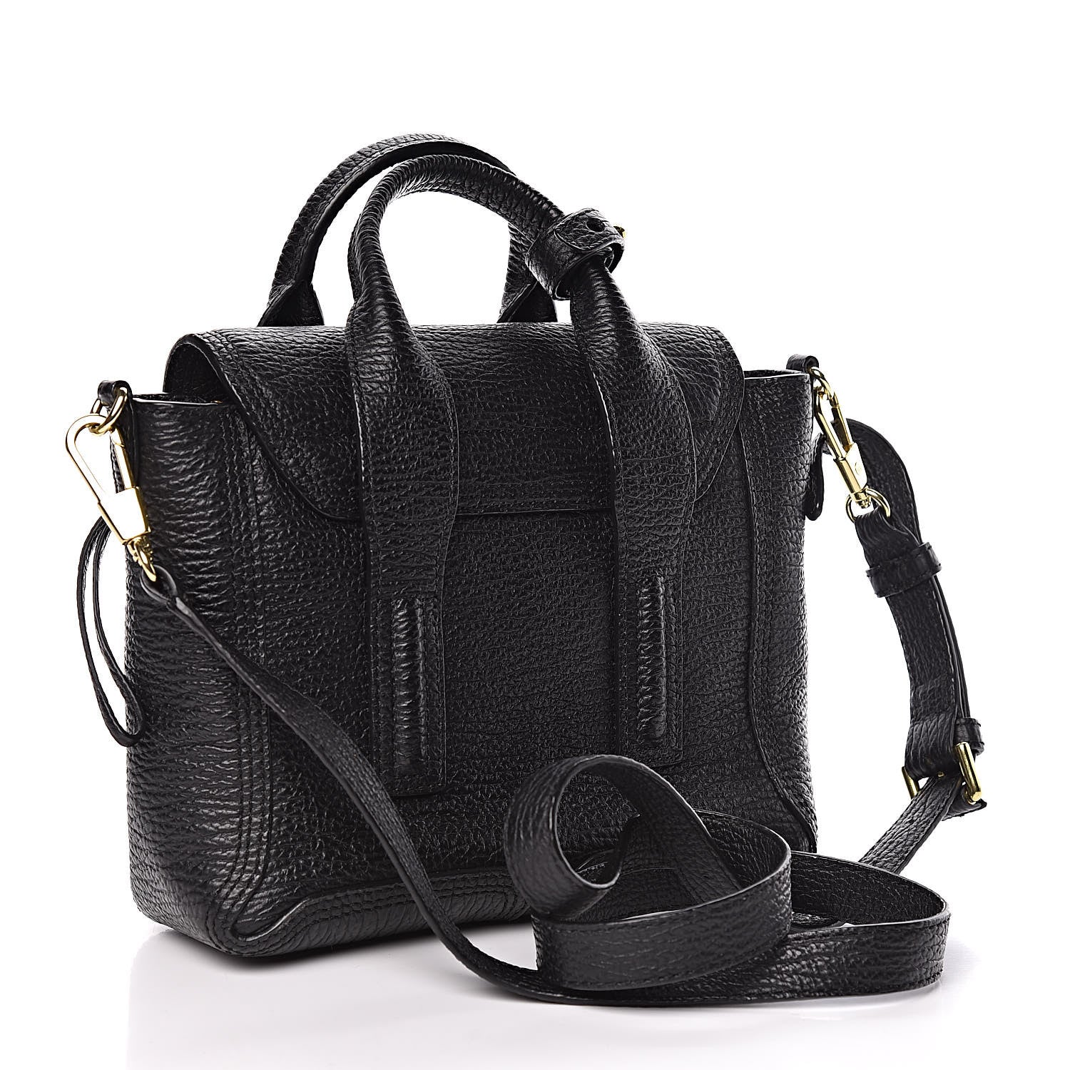 3.1 Phillip Lim 3.1 Textured Calfskin Mini Pashli Satchel Black 3 of 9