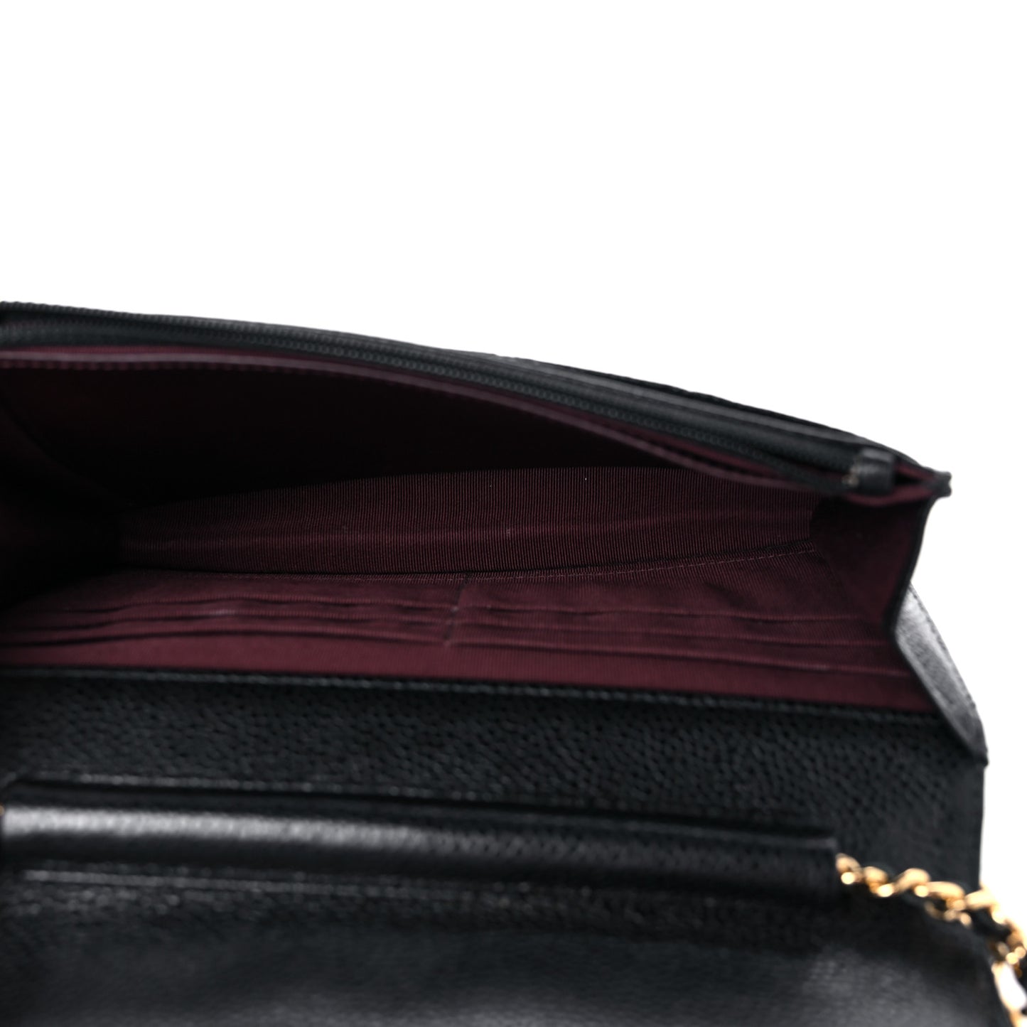 Caviar Quilted Wallet on Chain WOC Black