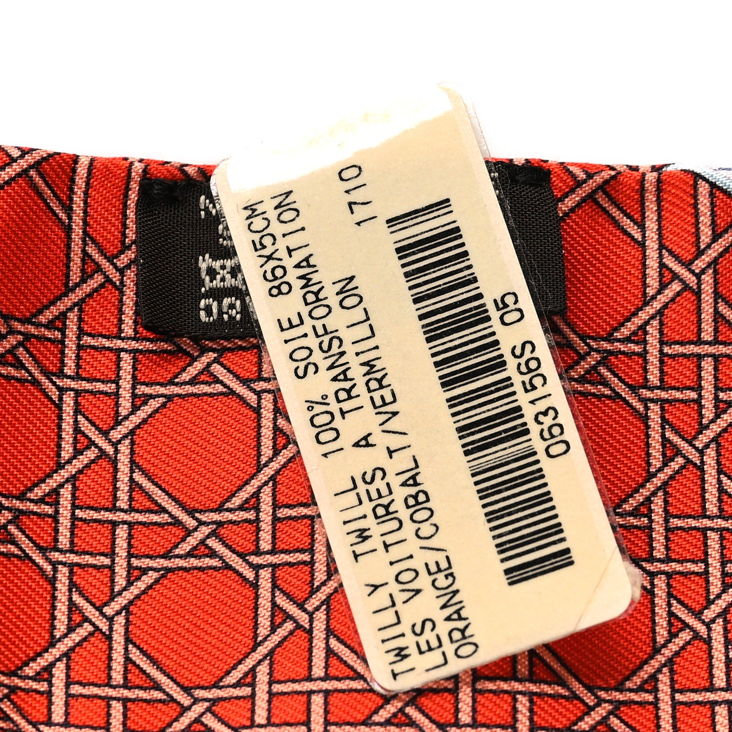 Hermes Silk Les Voitures A Transformation Twilly Orange Cobalt Vermillon 3 of 4