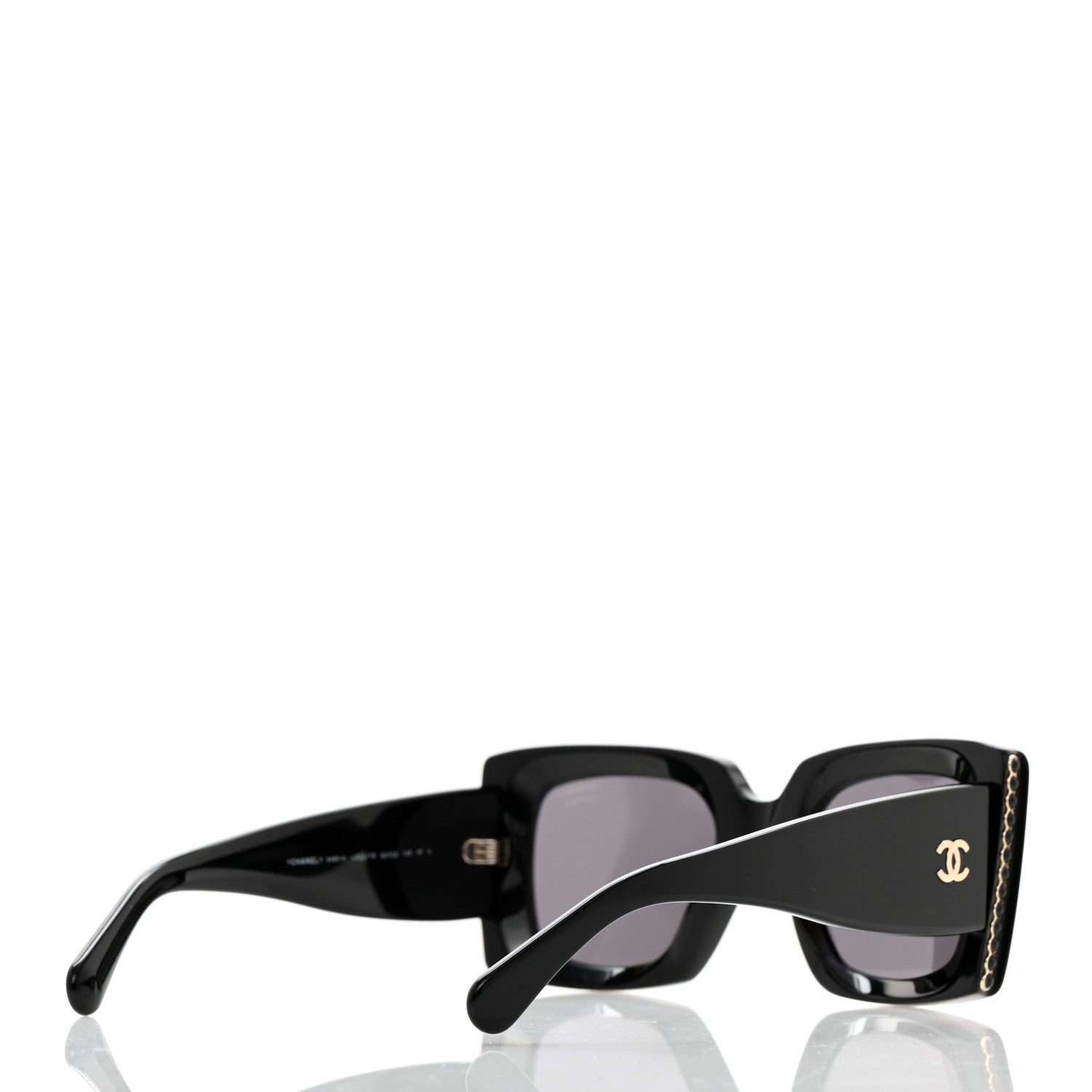 Chanel Acetate Pearl Rectangle Sunglasses 5480-H Black 4 of 11
