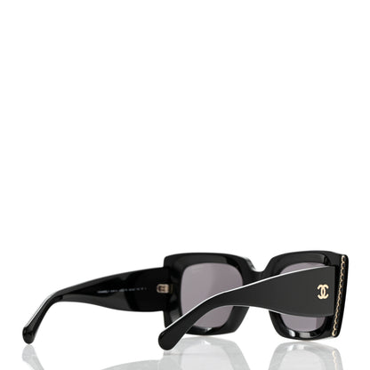 Chanel Acetate Pearl Rectangle Sunglasses 5480-H Black 4 of 11