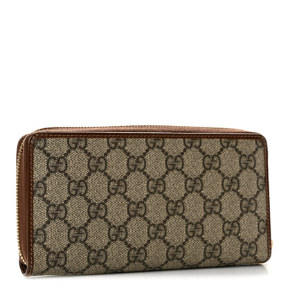Gucci GG Supreme Monogram Azalea Calfskin Horsebit 1955 Zip Around Wallet Beige Ebony Brown Sugar 3 of 10