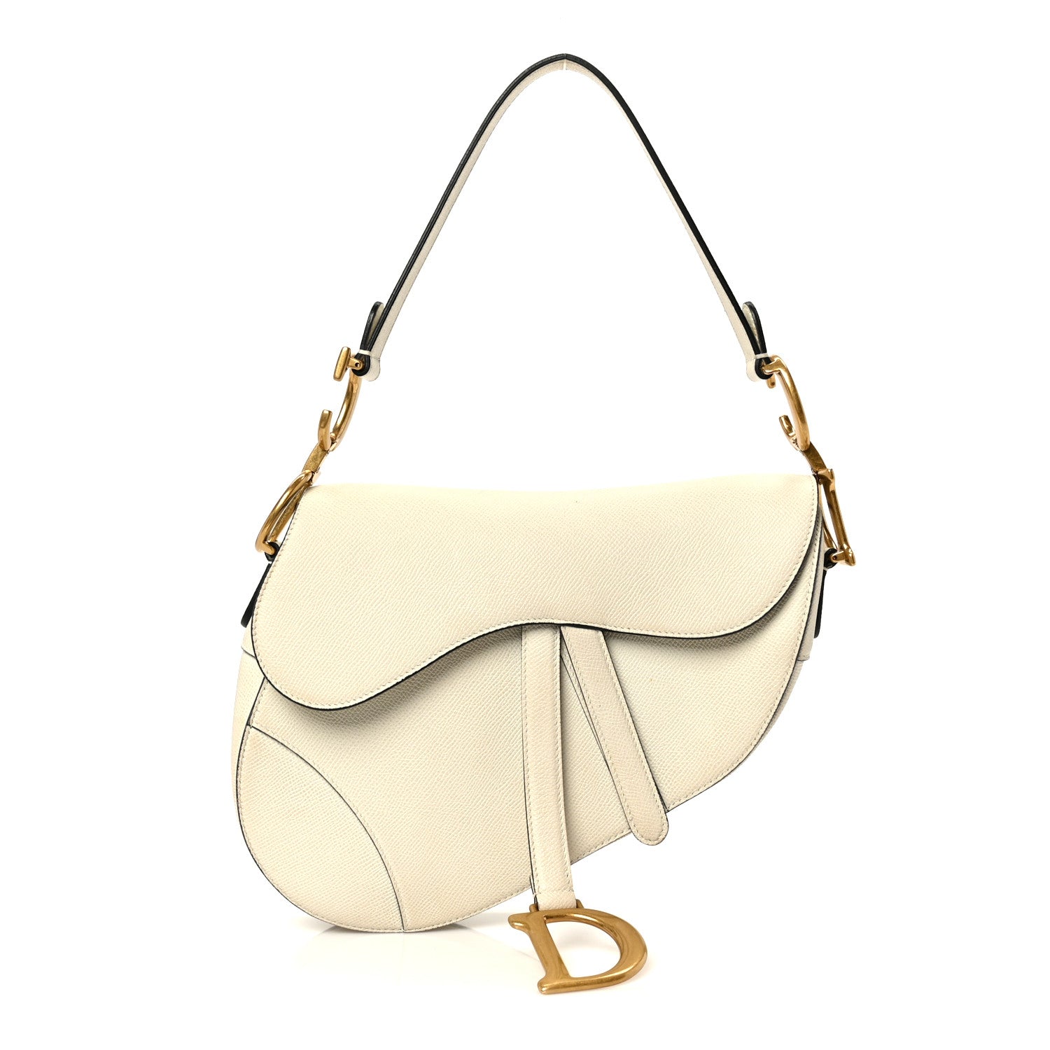 Christian Dior Grained Calfskin Saddle Bag White 1 of 11