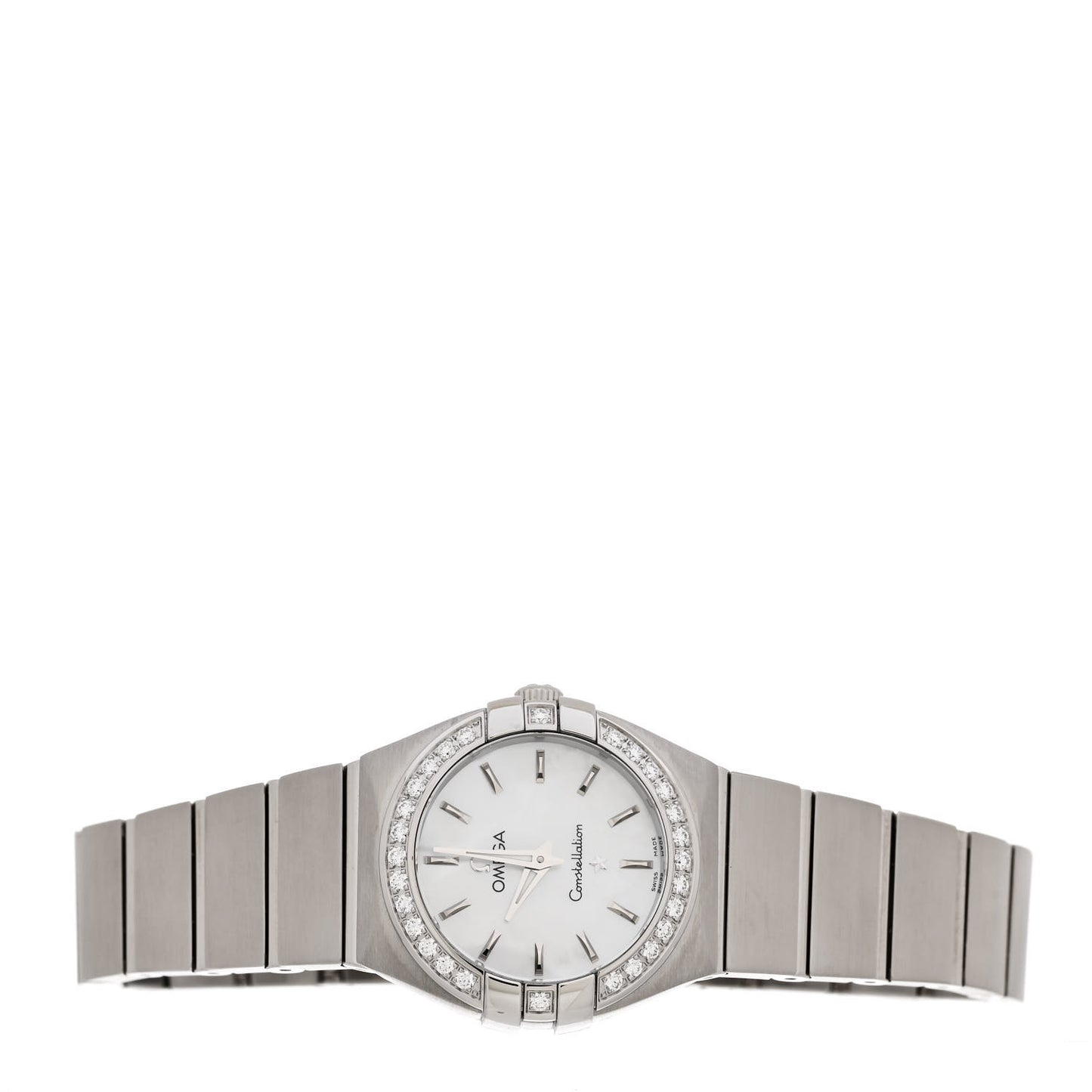 Stainless Steel Diamond Bezel Mother of Pearl 24mm Constellation Quartz Watch 123.15.24.60.05.001