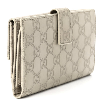 Gucci Guccissima Margaux Calfskin Metal Bar Continental Flap Wallet Mystic White 3 of 13