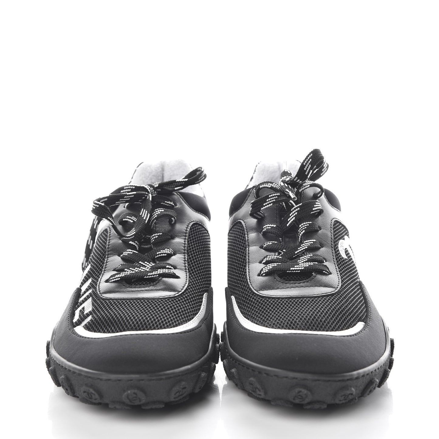 Calfskin Mesh Lycra Sneakers 38.5 Black