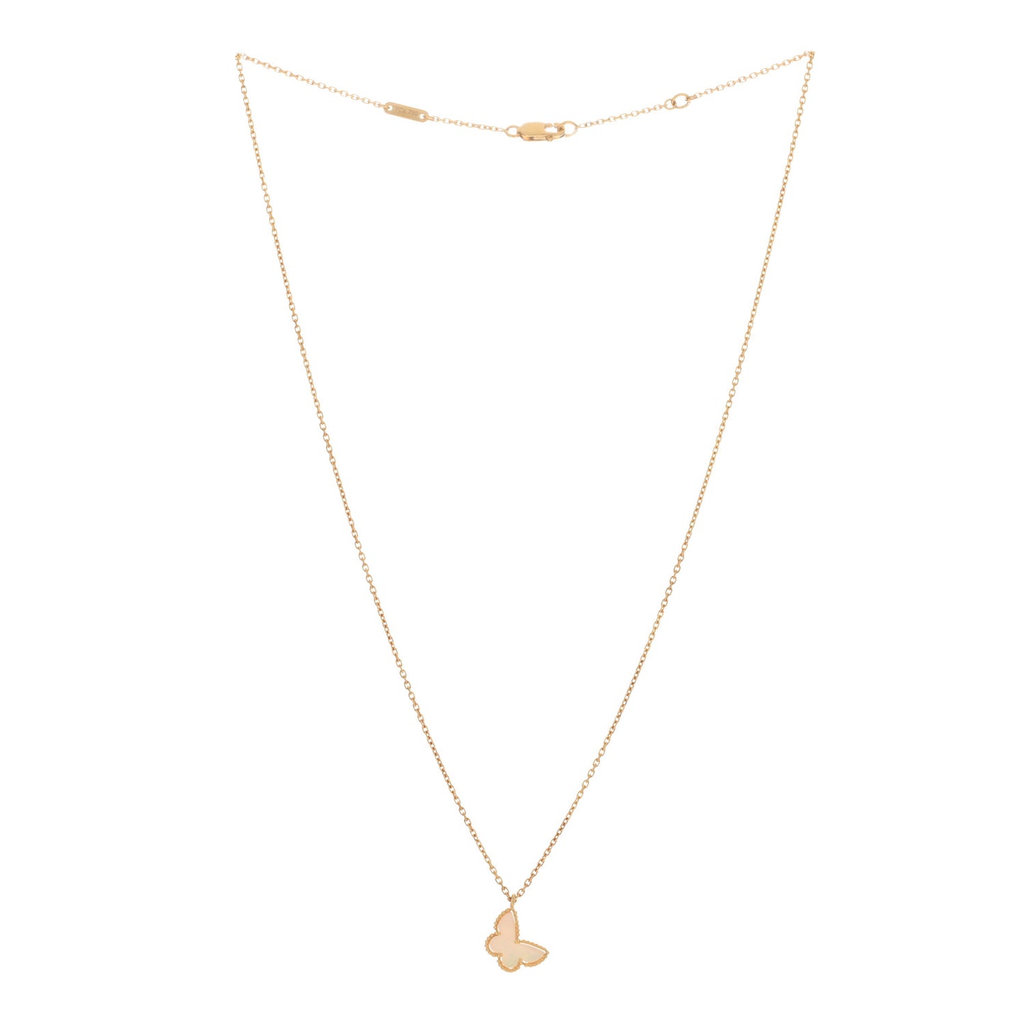 18K Yellow Gold Mother of Pearl Sweet Alhambra Butterfly Pendant Necklace