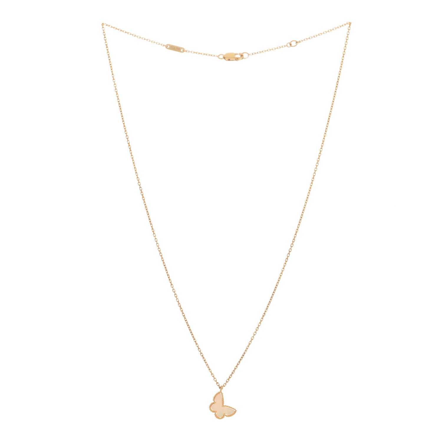 Van Cleef & Arpels 18K Yellow Gold Mother of Pearl Sweet Alhambra Butterfly Pendant Necklace 2 of 3