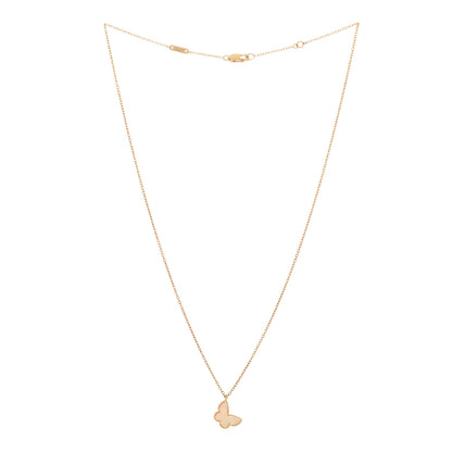 Van Cleef & Arpels 18K Yellow Gold Mother of Pearl Sweet Alhambra Butterfly Pendant Necklace 2 of 3