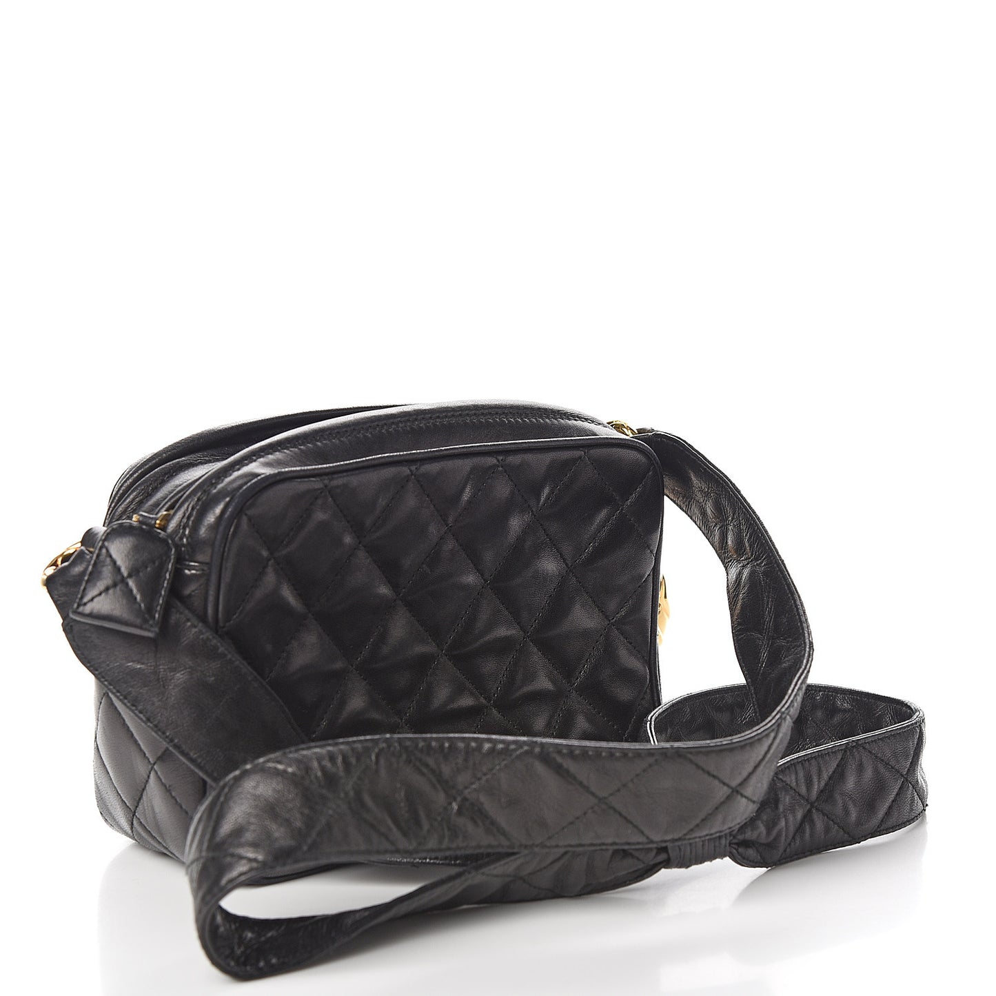 Lambskin Quilted Camera Case Black