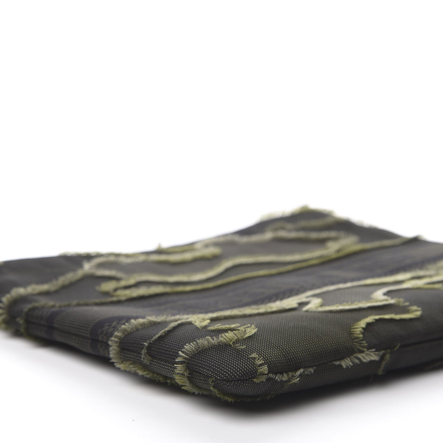 Christian Dior Canvas Embroidered Camouflage Medium Diordouble Zip Pouch Green 6 of 10