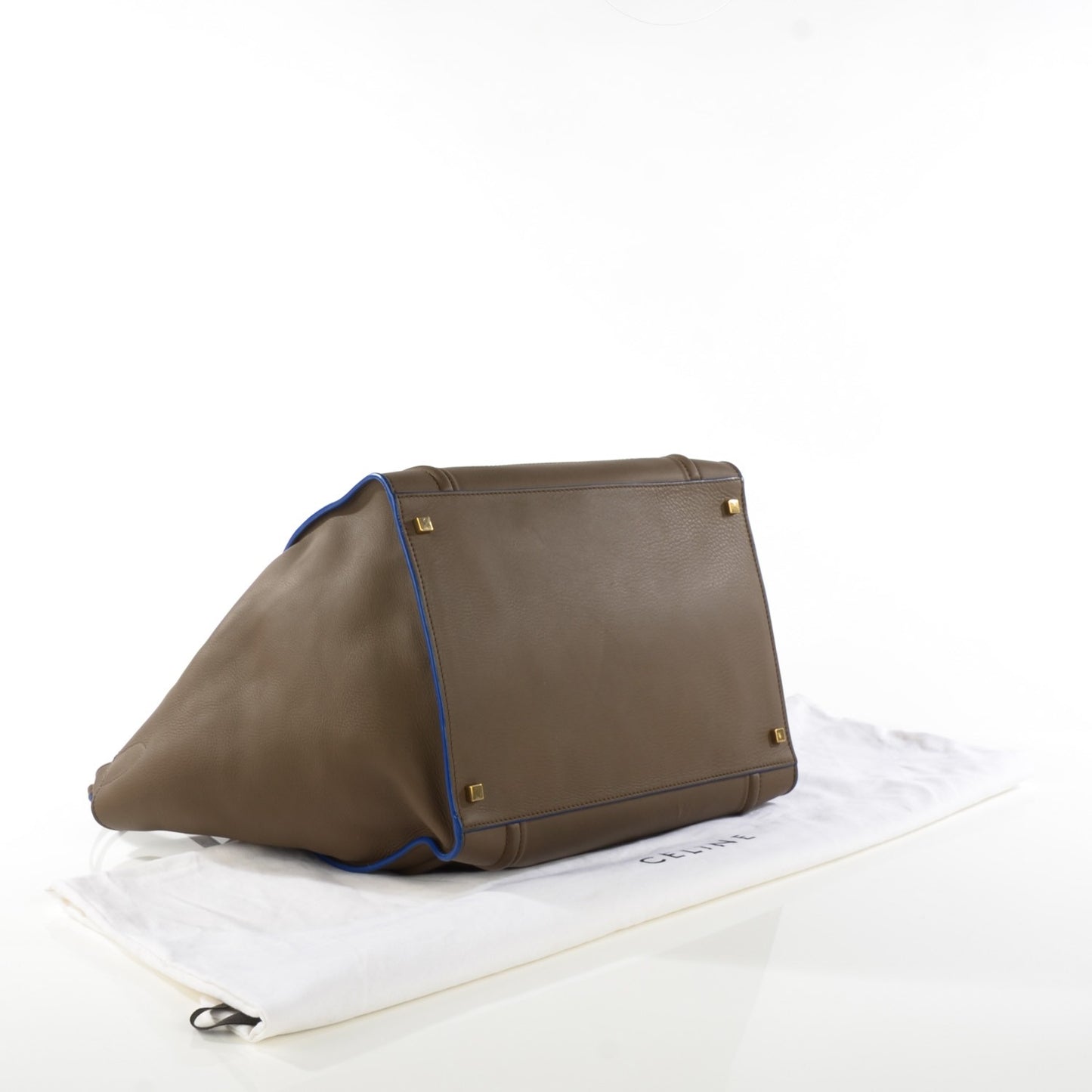 Supple Calfskin Medium Phantom Luggage Khaki Cobalt Trim