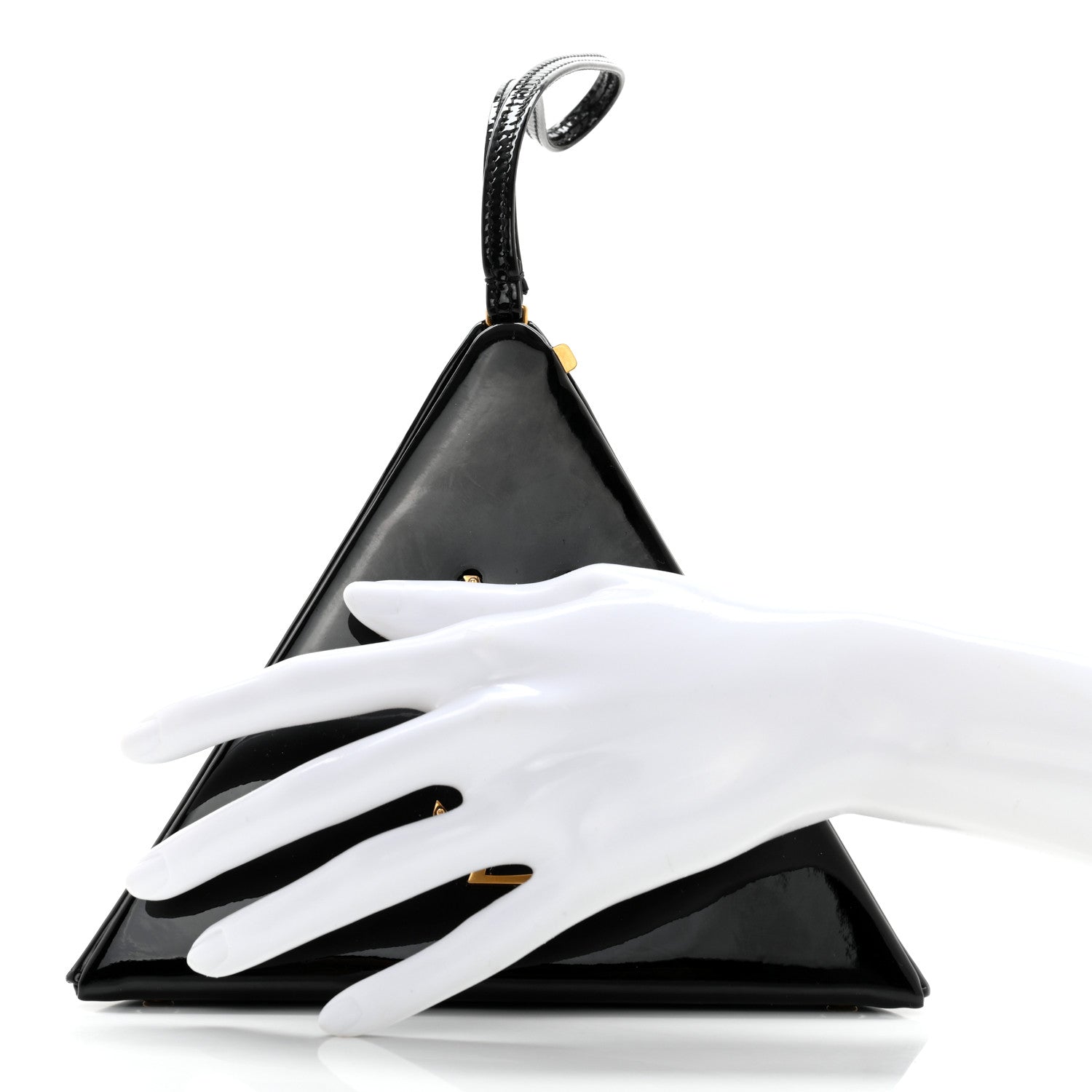 Saint Laurent Patent Pyramid Clutch Black 2 of 10