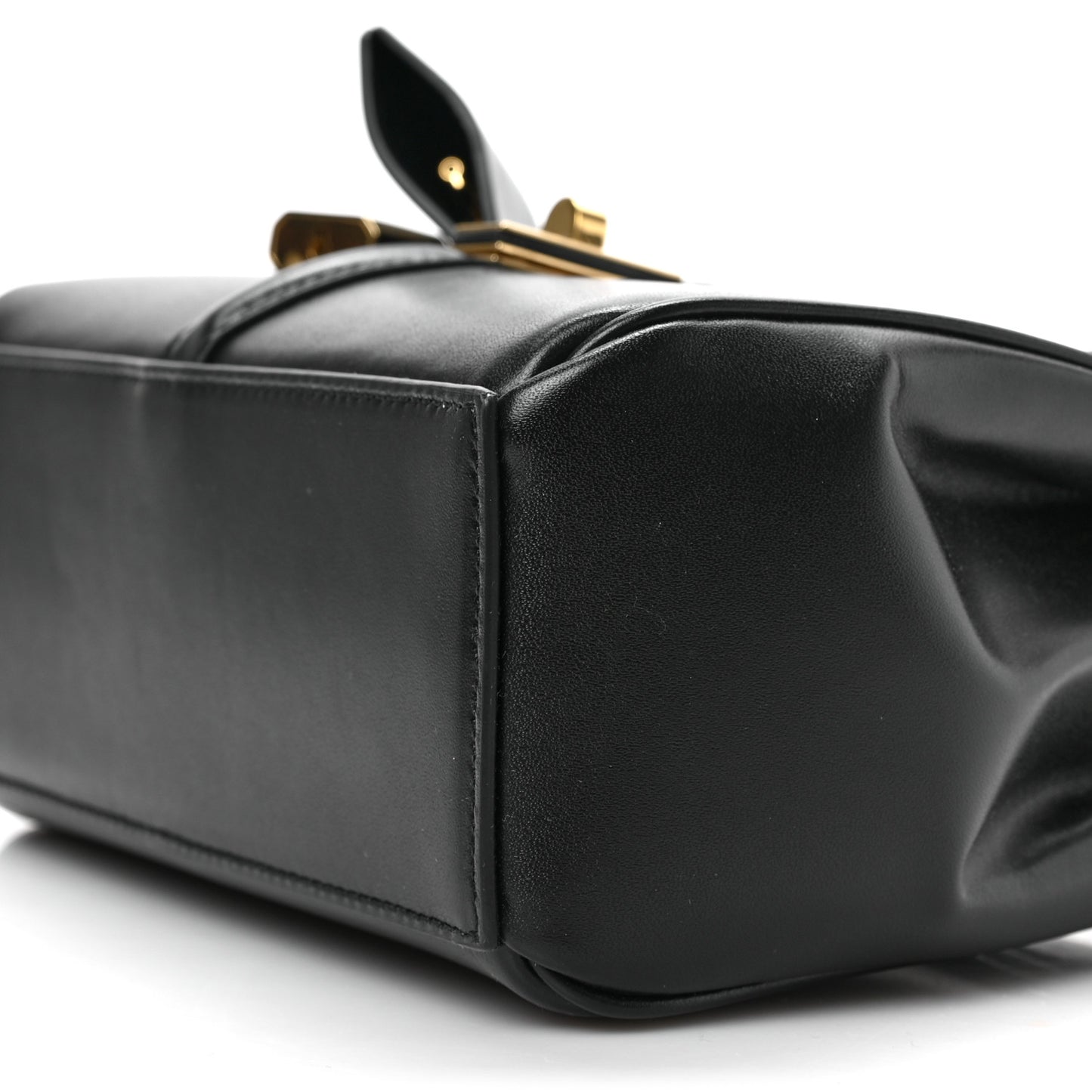 Satinated Calfskin Mini 16 Top Handle Bag Black