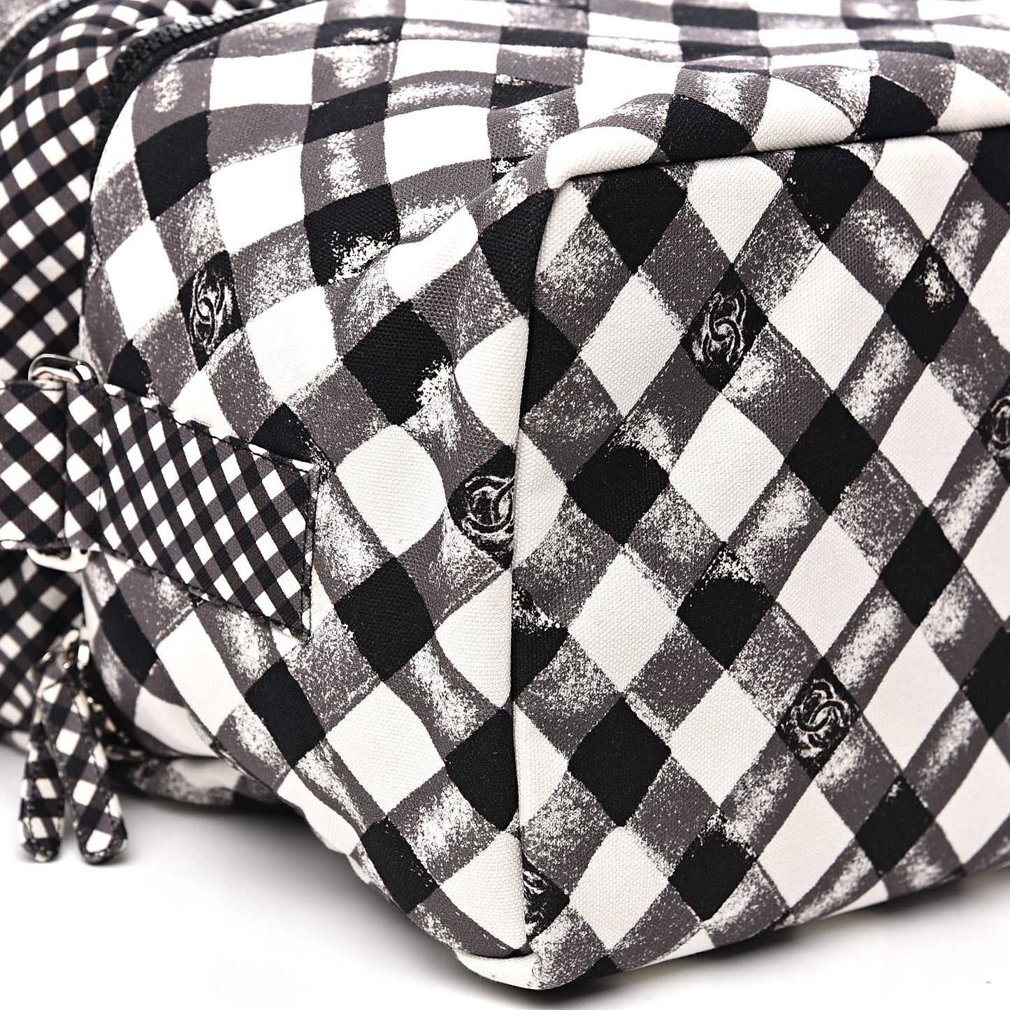 Canvas Gingham Printed CC Lunch Box Bag Black White