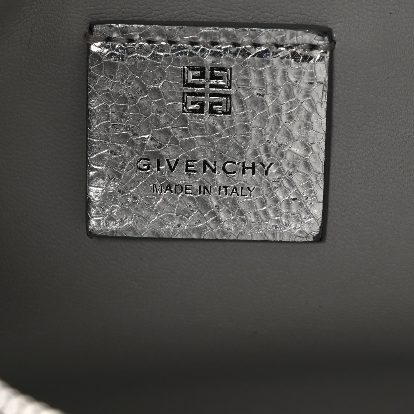 Metallic Lambskin Small Moon Cut Out Shoulder Bag Silvery