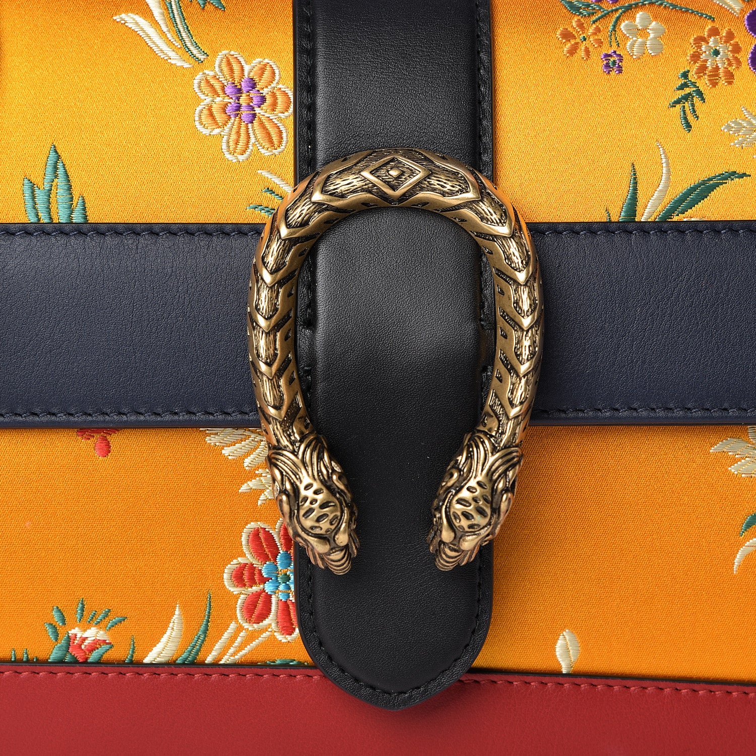 Gucci Satin Calfskin Bamboo Web Tokyo Print Medium Dionysus Top Handle Bag Giallo Multicolor Blue Agata Hibiscus Red 8 of 10