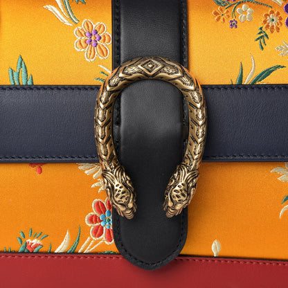 Gucci Satin Calfskin Bamboo Web Tokyo Print Medium Dionysus Top Handle Bag Giallo Multicolor Blue Agata Hibiscus Red 8 of 10