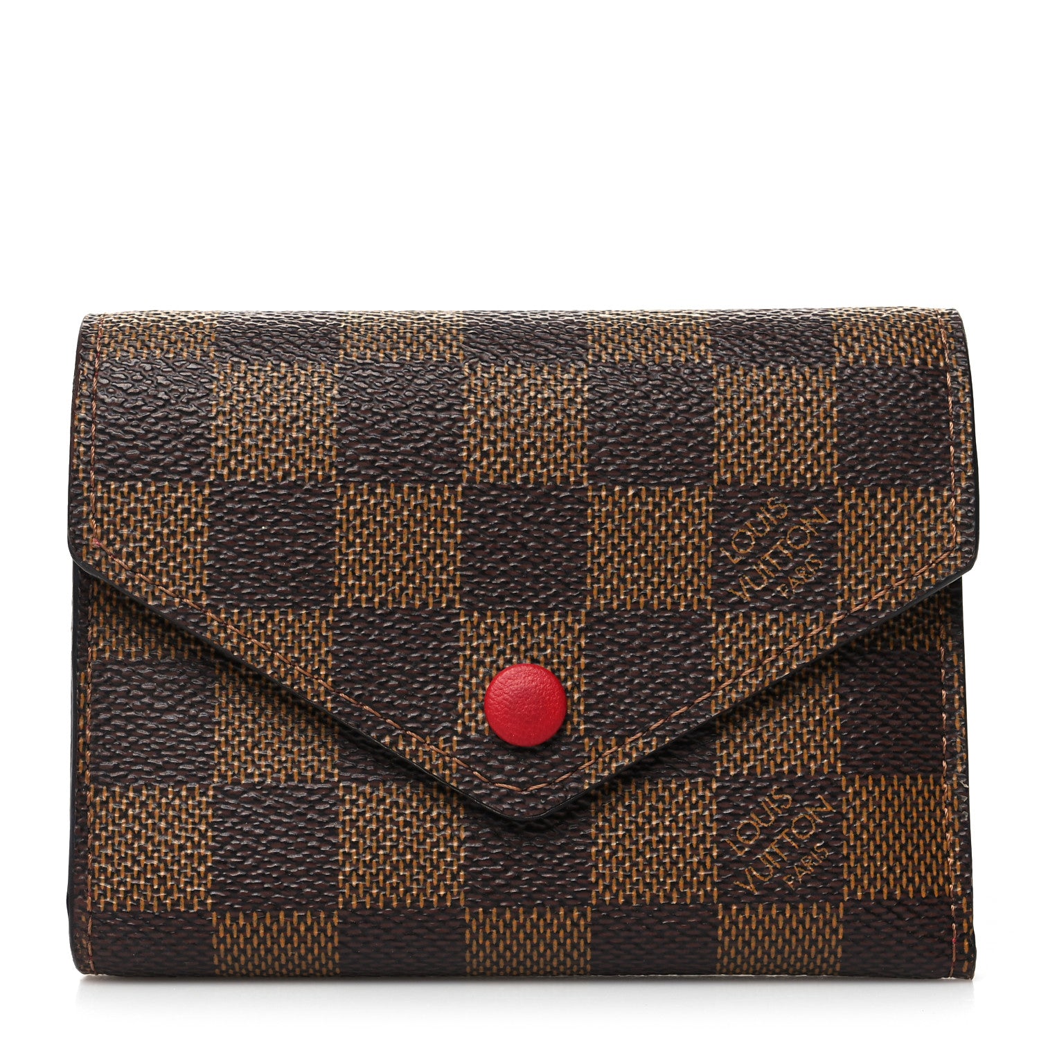 Louis Vuitton Damier Ebene Victorine Wallet Red 1 of 9