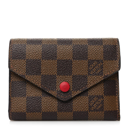 Louis Vuitton Damier Ebene Victorine Wallet Red 1 of 9