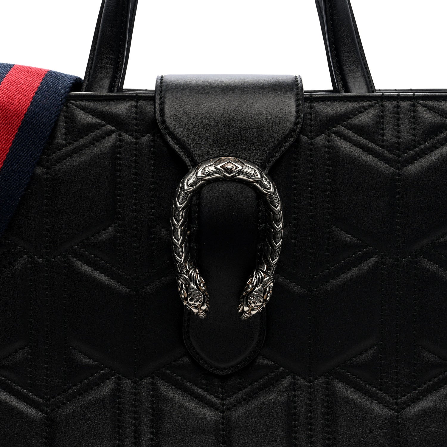 Gucci Calfskin Web Quilted Large Dionysus Tote Bag Black 6 of 8