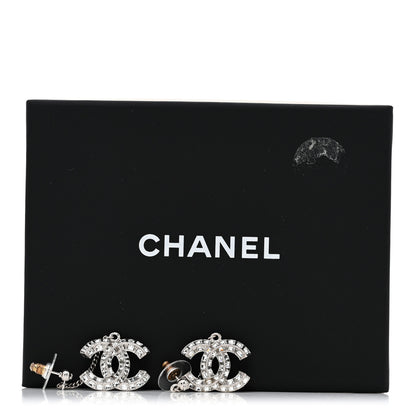 Chanel Baguette Crystal CC Drop Earrings Silver 5 of 5