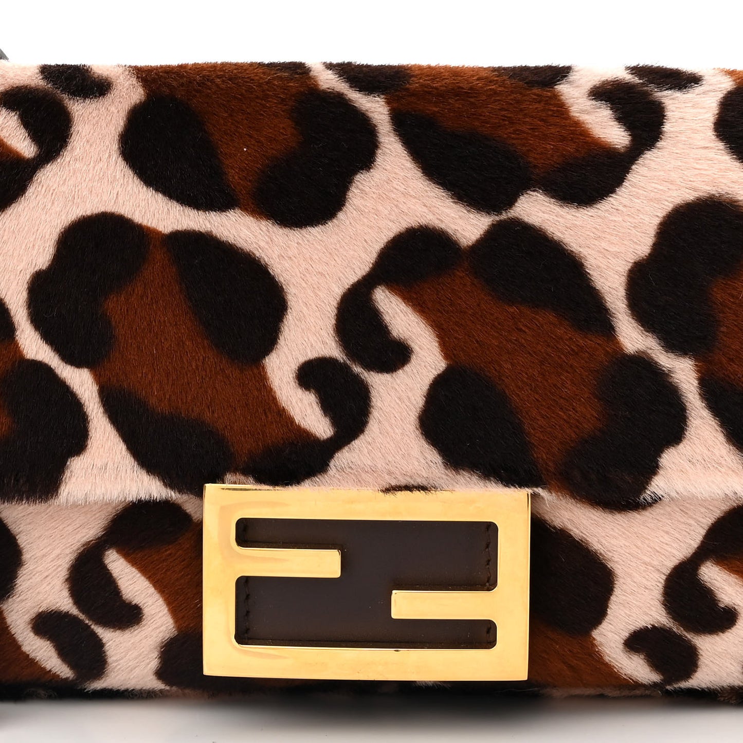 Calf Hair Leopard Print Mini Baguette Pink Brown