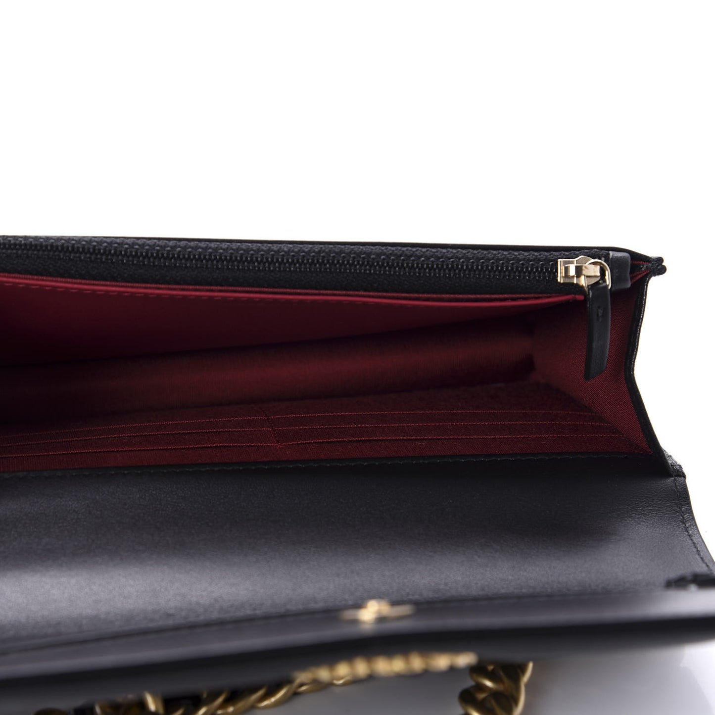Goatskin Quilted 19 Wallet On Chain WOC Black