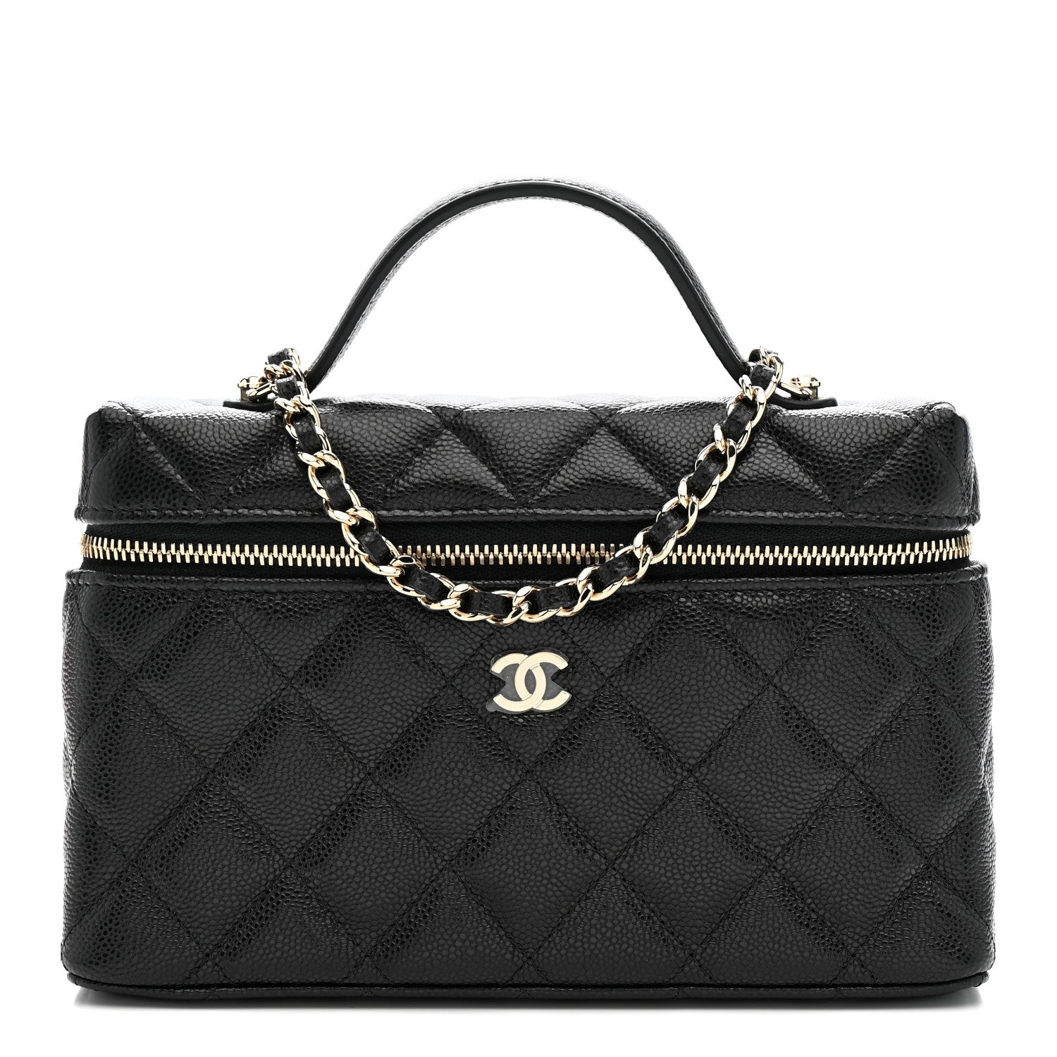 Chanel Caviar Quilted Top Handle Slim Vanity With Chain Black 1 of 11