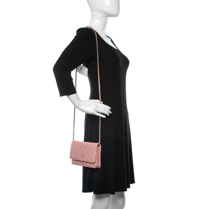 Chanel Iridescent Caviar Quilted Wallet on Chain WOC Rose Pink 2 of 11