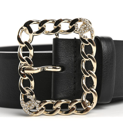 Chanel Calfskin Crystal CC Chain Belt 85 34 Black 7 of 8