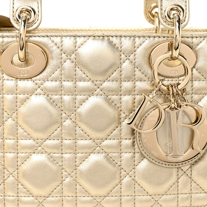 Christian Dior Metallic Lambskin Cannage Small My ABCDior Lady Dior Gold 8 of 10
