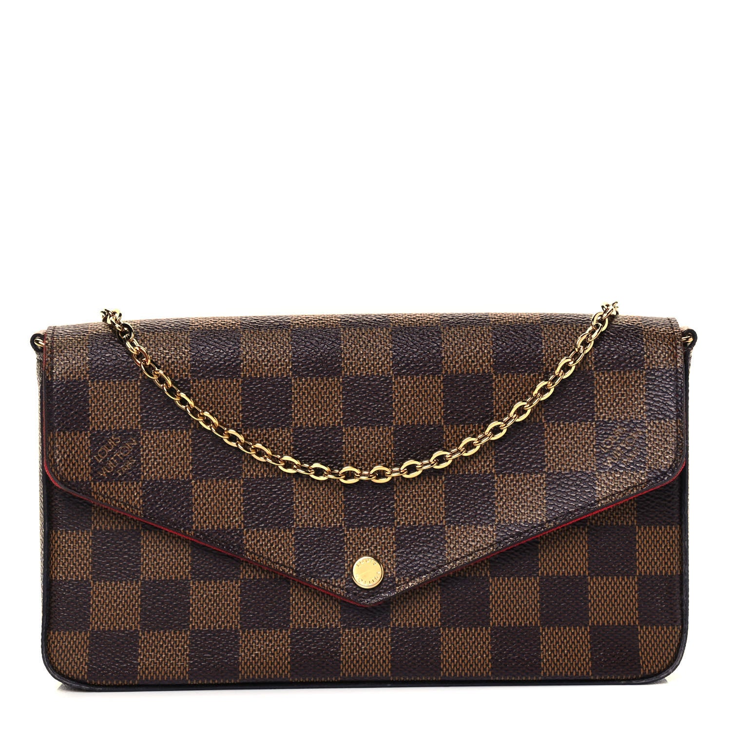 Louis Vuitton Damier Ebene Pochette Felicie Chain Wallet 1 of 10