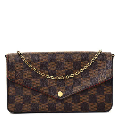 Louis Vuitton Damier Ebene Pochette Felicie Chain Wallet 1 of 10