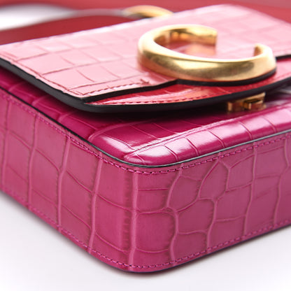 Chloe Calfskin Crocodile Embossed Mini C Double Carry Graphic Pink 6 of 7