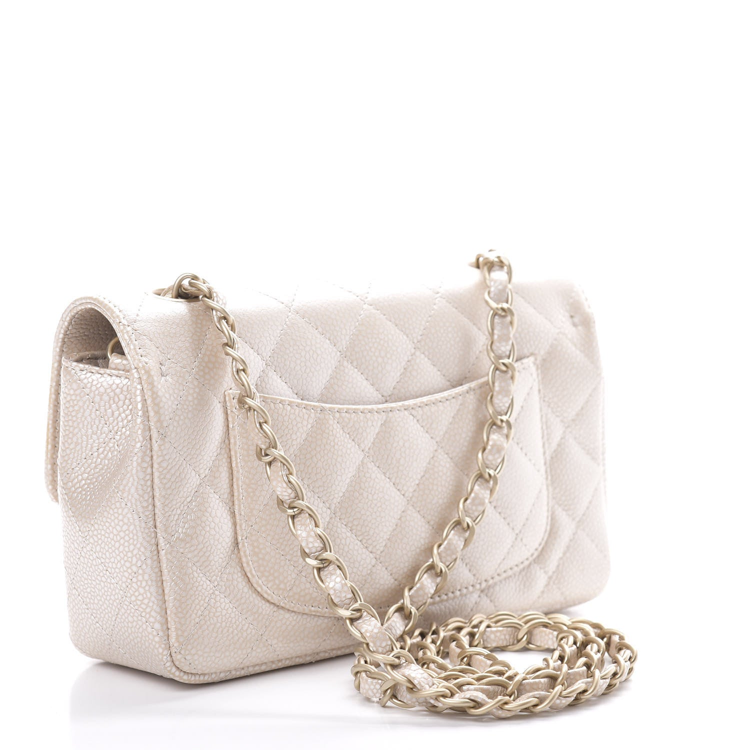 Chanel Pearly Caviar Quilted Mini Rectangular Flap Beige 3 of 11