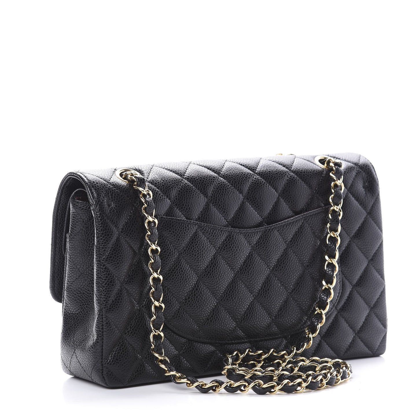 Caviar Quilted Medium Double Flap Black