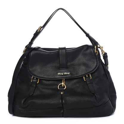 Miu Miu Vitello Daino Shoulder Bag Black 1 of 9