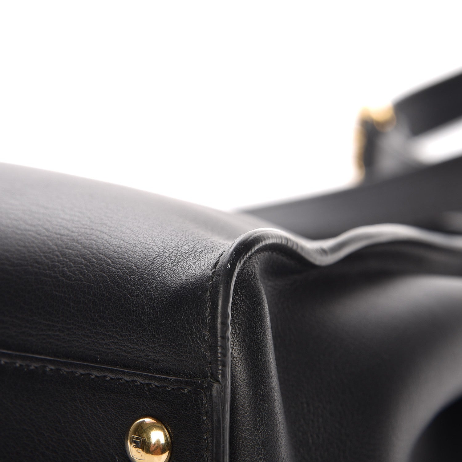 Fendi Vitello Seta Shiny Nappa Medium Peekaboo Iconic Satchel Black 12 of 13
